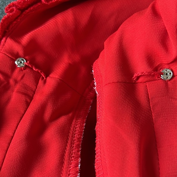 Kay Unger red silk dress with ruffle accent size 10 - Picture 9 of 15